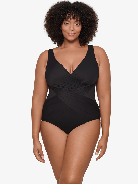 Слитный купальник Miraclesuit Plus Size Crossover One Piece (Black)