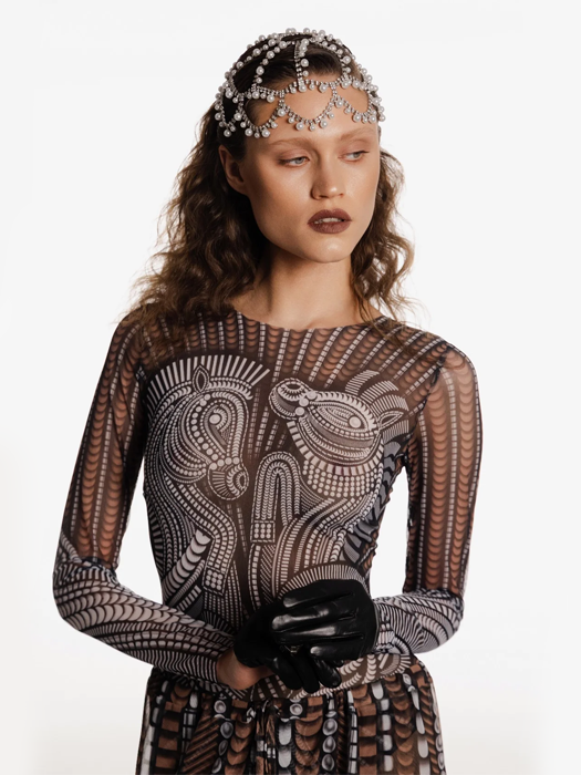 Слитный купальник с рукавом Rodasoleil "Год лошади" 