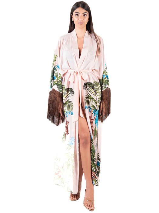 Туника пляжная длинная с бахромой District Fantasia (Пудра)