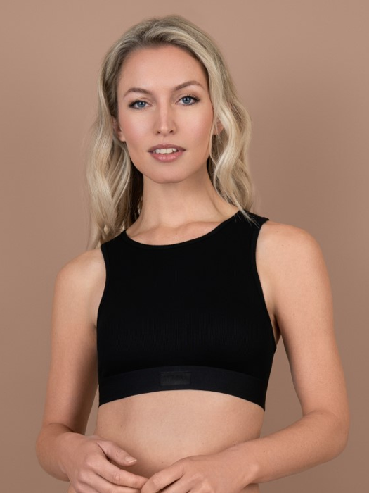 Бюстгальтер-топ BYE BRA Natural Rib Cropped Tanktop (Черный) – фото 1