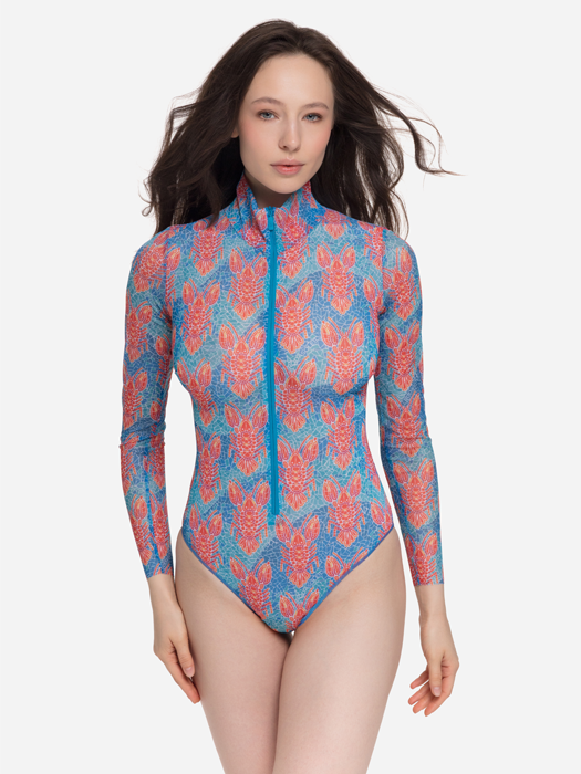 Слитный купальник с рукавом и молнией Rodasoleil "Омар" 