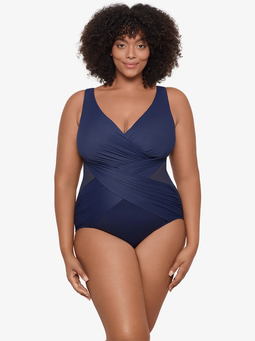 Слитный купальник Miraclesuit Plus Size Crossover One Piece (Midnight)
