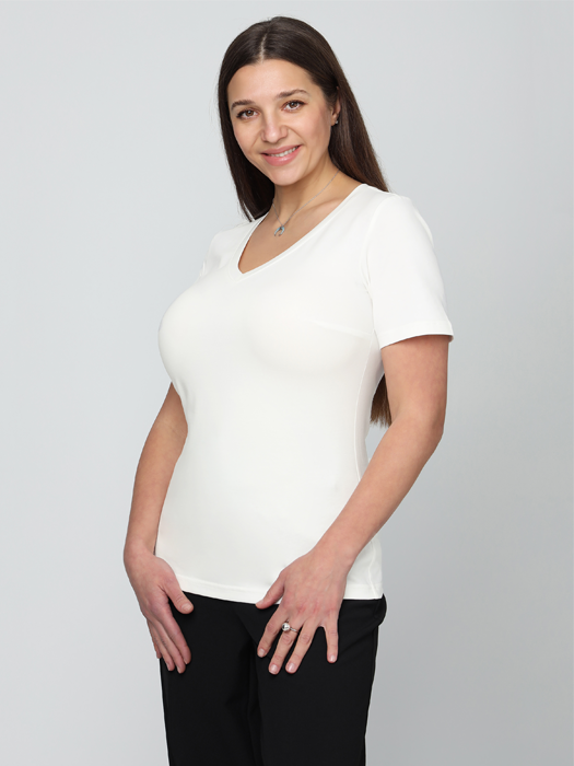 Футболка с вырезом (Молочный)