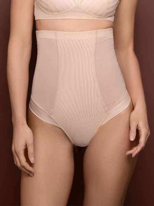 Стринги высокие BYE BRA Powermesh High Waist Thong (Beige)