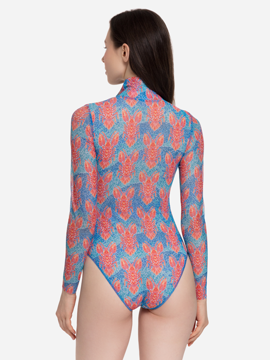 Слитный купальник с рукавом и молнией Rodasoleil "Омар" 