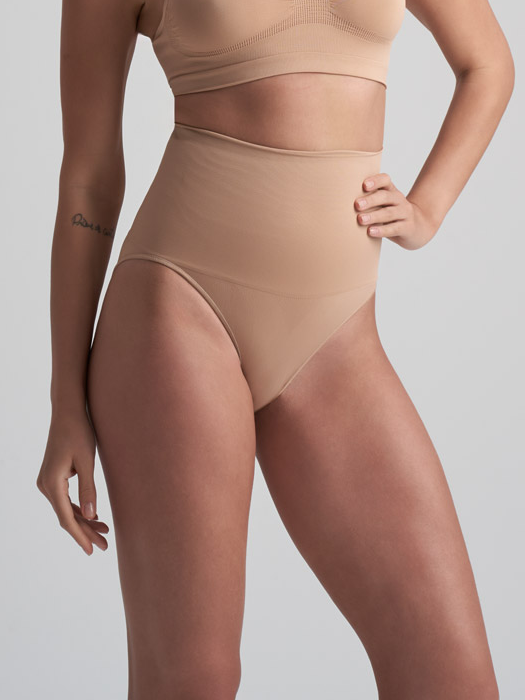 Трусы корректирующие BYE BRA Seamless High Waist Brief (Beige)