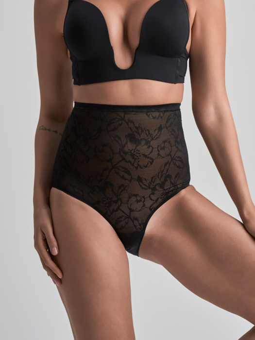 Трусы высокие BYE BRA Lacy High Waist Shaping Brief (Black)