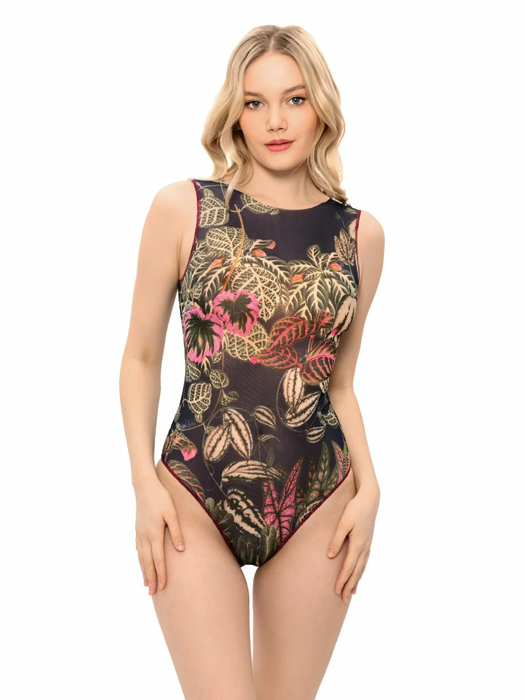 Слитный купальник без рукава Rodasoleil "Ботаника" 