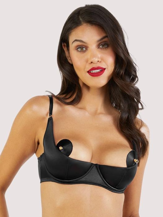 Бюстгальтер Bettie Page Etta Satin Quarter Cup Bra (Black)