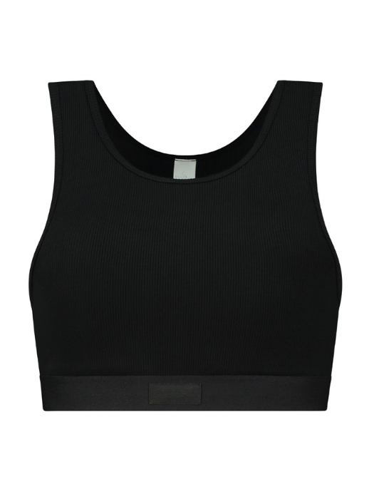 Бюстгальтер-топ BYE BRA Natural Rib Cropped Tanktop (Черный) – фото 4