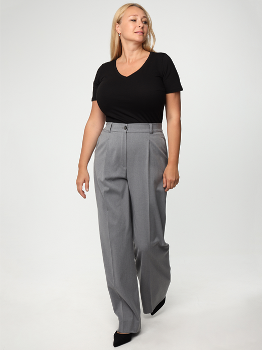 Брюки-палаццо с защипами (Серый)