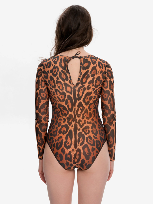 Слитный купальник с рукавом Rodasoleil "Леопард 25" 