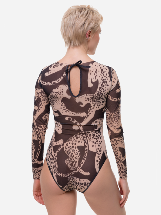 Слитный купальник с рукавом Rodasoleil "Дикая кошка" 