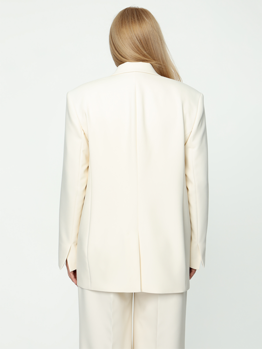 Однобортный жакет свободного кроя (Молочный)