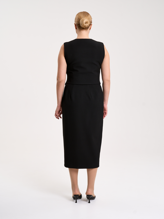 Юбка миди с разрезом (Черный)