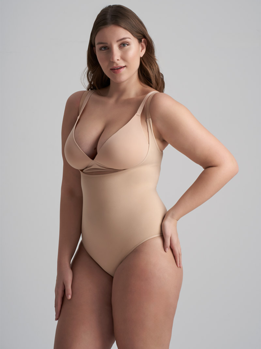 Боди BYE BRA Soft Touch Seamless Bodysuit Open Bust (Бежевый) – фото 1