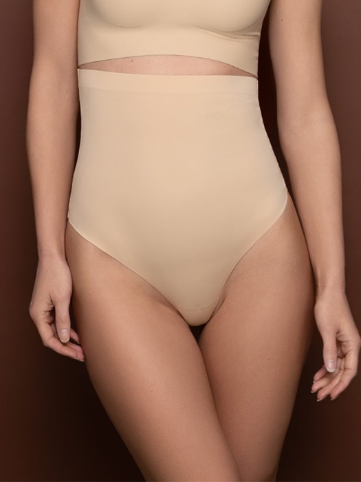 Стринги высокие BYE BRA Invisible High Waist Thong (Beige)