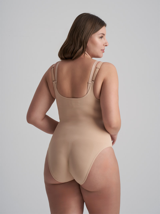 Боди BYE BRA Soft Touch Seamless Bodysuit Open Bust (Бежевый) – фото 2