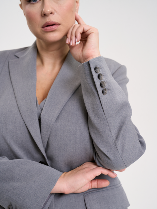 Однобортный классический жакет (Серый)
