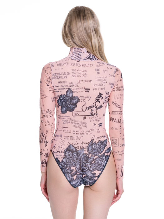 Слитный купальник с рукавом и молнией Rodasoleil "Тату Боди-Арт" 