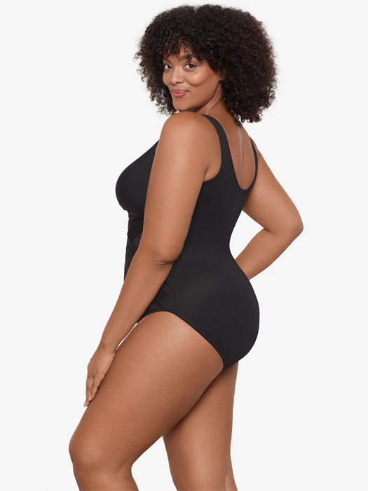 Слитный купальник Miraclesuit Plus Size Crossover One Piece (Black)