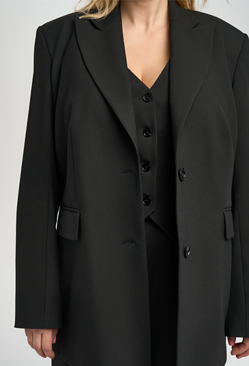 Однобортный жакет свободного кроя (Черный)