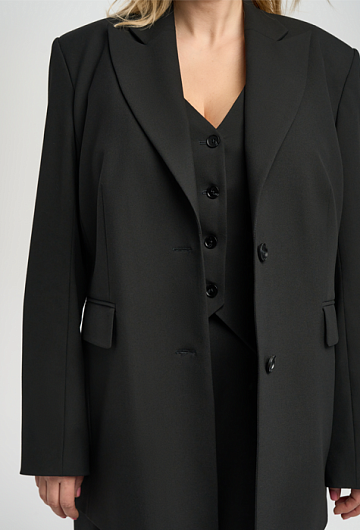 Однобортный жакет свободного кроя (Черный)