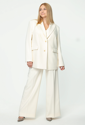 Однобортный жакет свободного кроя (Молочный)