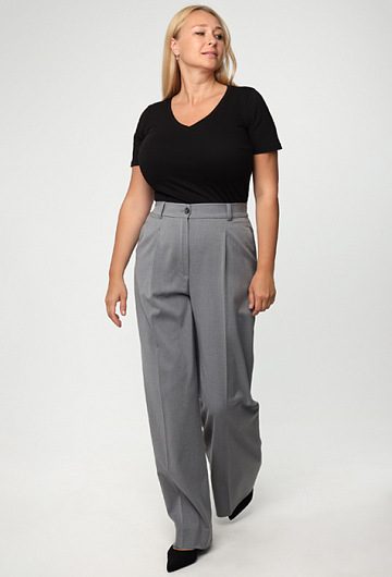 Брюки-палаццо с защипами (Серый)