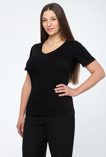 Футболка с вырезом (Черный)