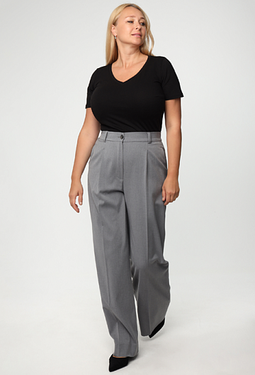 Брюки-палаццо с защипами (Серый)