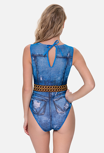 Слитный купальник без рукава Rodasoleil "Джинс" 