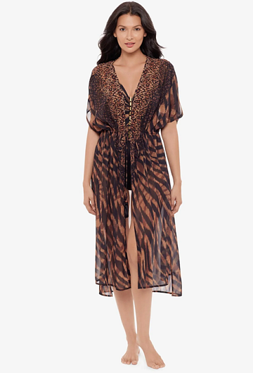 Халат Miraclesuit Beaded Kimono Cover Up in Raya De Safari (Коричневый) – фото 1