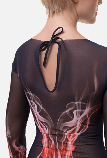 Слитный купальник с рукавом Rodasoleil "Огонь" 