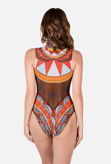 Слитный купальник без рукава с молнией Rodasoleil "Африка" 