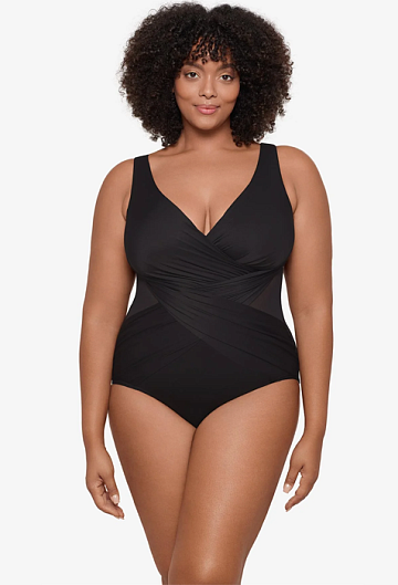 Слитный купальник Miraclesuit Plus Size Crossover One Piece (Black)