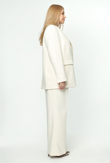 Однобортный жакет свободного кроя (Молочный)