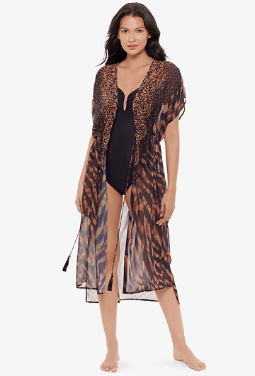 Халат Miraclesuit Beaded Kimono Cover Up in Raya De Safari (Коричневый) – фото 3