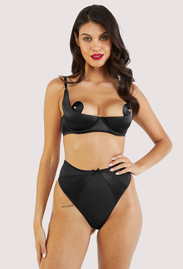 Бюстгальтер Bettie Page Etta Satin Quarter Cup Bra (Black)